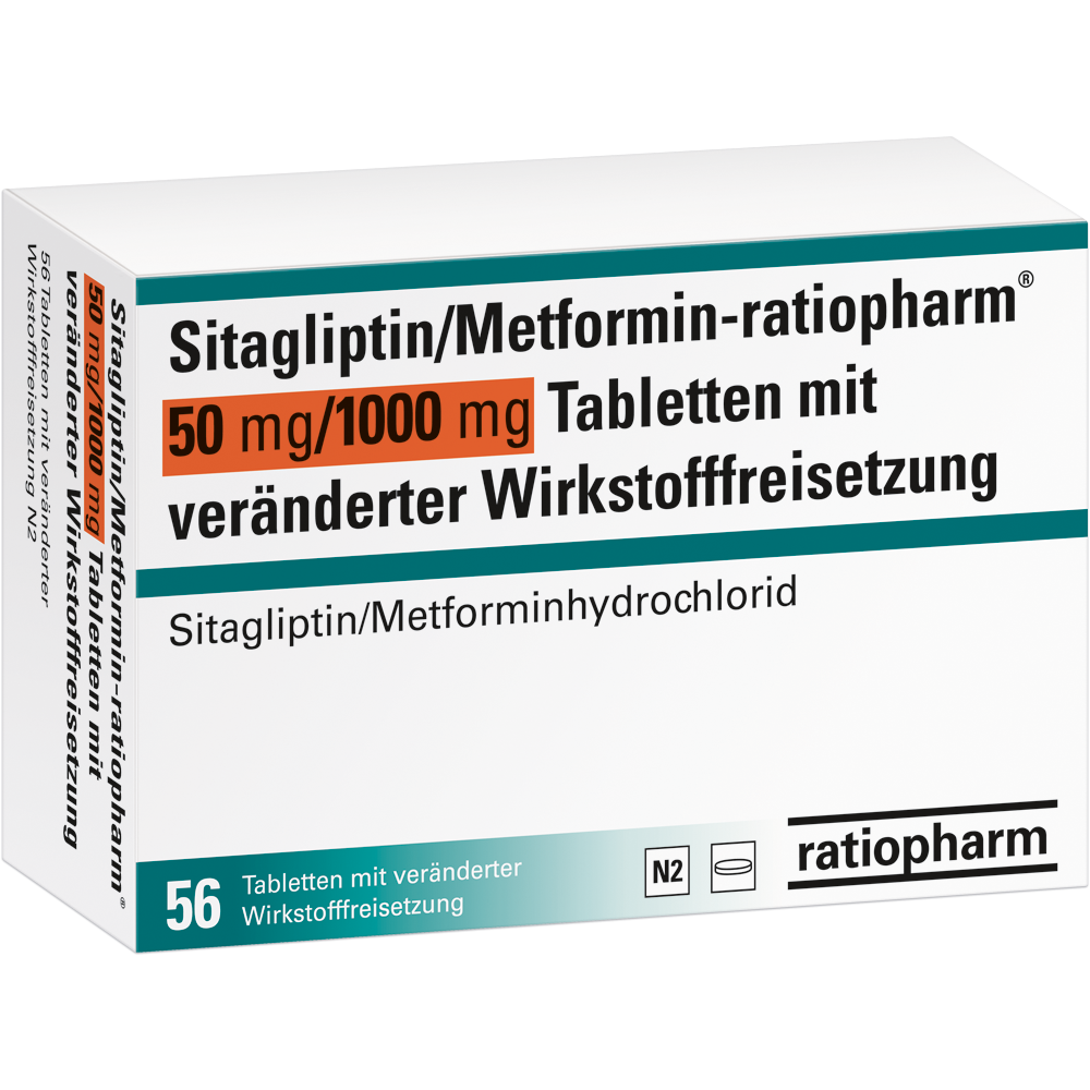 Sitagliptin/Metforminratiopharm® 50 mg/1000 mg Tabletten mit veränderter Wirkstofffreisetzung
